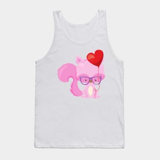 Valentine's Day Squirrel, Pink Squirrel, Glasses Tank Top